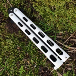 Bear & Son 115W Butterfly Knife, 4" 1095 Plain Blade, White Zinc Coated Handle -Knife Sale Store 115w.2 59087.1566585950