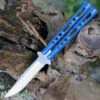 Bear & Son 117BL Butterfly Knife, 4" Stainless Plain Blade, Blue Metal Alloy Handle -Knife Sale Store 117BL.2 76741.1594913702