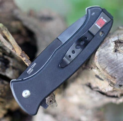 Al Mar S.E.R.E. 2020 Night Linerlock A/O 2206, 3.6" D2 Matte Black Titanium Plain Blade, G-10 Handle -Knife Sale Store 2206.2 21774.1598894874