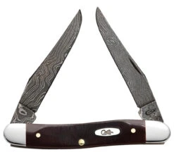 Case 31305 Sawcut Chestnut Bone Damascus Muskrat (MUSKRAT DAM)