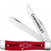 Case Trapper 33704 Chevrolet Embellished Smooth Red Synthetic Handle (4254 SS) -Knife Sale Store 33704 58170.1621368440