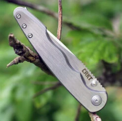 CRKT 7016 Flat Out Framelock A/O, 3.57" 8Cr13MoV SS Plain Blade, Brushed Stainless Handle -Knife Sale Store 7016.2 63987.1566586347