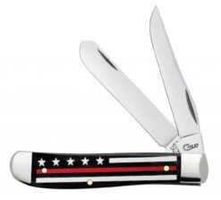 Case Mini Trapper 7311 Red Line Stripes Of Service, 3.5" Closed Length SS Blade, Bone Handle
