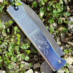 Douk-Douk Folder - Squirrel. 3 5/16" Carbon Steel Blade. Silver Finish Folded Steel Handles With Bail. -Knife Sale Store 840.3 1 52846.1566585808