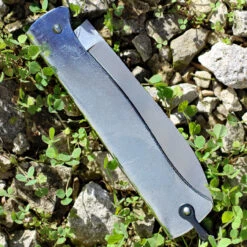 Douk-Douk Folder - Squirrel. 3 5/16" Carbon Steel Blade. Silver Finish Folded Steel Handles With Bail. -Knife Sale Store 840.4 28700.1566585809