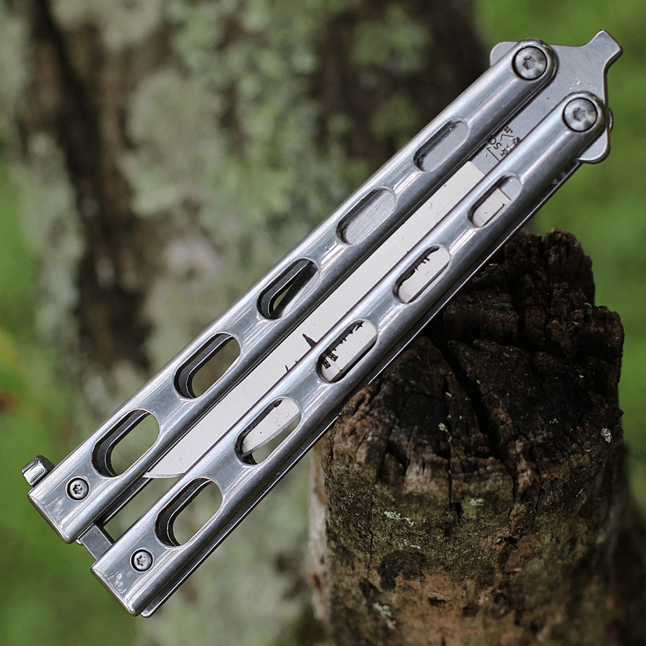 Bear & Son Cutlery 30th Anniversary Butterfly Knife SS14D2, 3.62" D2 Clip Point Blade, Stainless Steel Handle 6 Bear & Son Cutlery 30th Anniversary Butterfly Knife SS14D2, 3.62" D2 Clip Point Blade, Stainless Steel Handle - Image 4