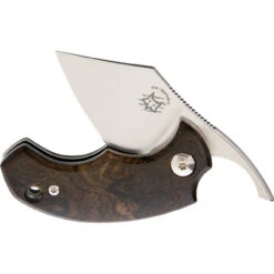 Bastinelli Creations BB Drago Friction Folder, 1.75" N690 Satin Plain Blade, Ziricote Wood Handle, Brown Leather Pouch -Knife Sale Store BAS203Z 2 58685.1620834067