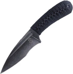 Bastinelli Creations SIN Fixed Blade BAS215W, 3.5" N690Co Black Stonewashed Blade, Black Cord Wrapped Handle, Kydex Sheath