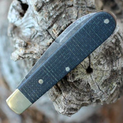 Boker Solingen Prime Barlow Burlap 114942, 2.76" Black Carbon Steel Acid Washed Plain Blade, Black Micarta Nickel Silver Handles -Knife Sale Store BO114942.2 75984.1646407846