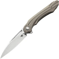 Bestech T2001D Wibra Framelock, 3.5" Bohler M390 Plain Blade, Bronze Handle