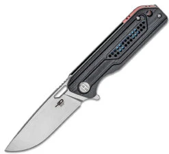 Bestech Knives Circuit BG35A-1, 3.25" K110 Satin Drop Point Blade, Black Milled G-10 Handle