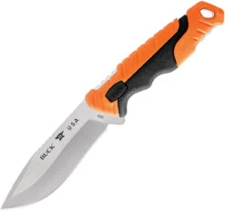 Buck Knives Buck 656 Orange Pursuit Pro Large Drop Point Fixed Blade, 4.5" S35VN Satin Drop Point Blade, Black & Orange Glass Filled Nylon Handle