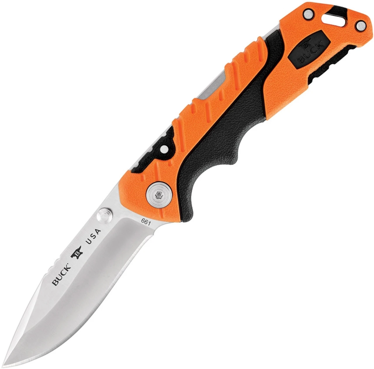 Buck Knives Buck 661 Orange Pursuit Pro Small Folding Knife, 3.5" S35VN Satin Drop Point Blade, Black & Orange Glass Filled Nylon Handle 3 Buck Knives Buck 661 Orange Pursuit Pro Small Folding Knife, 3.5" S35VN Satin Drop Point Blade, Black & Orange Glass Filled Nylon Handle