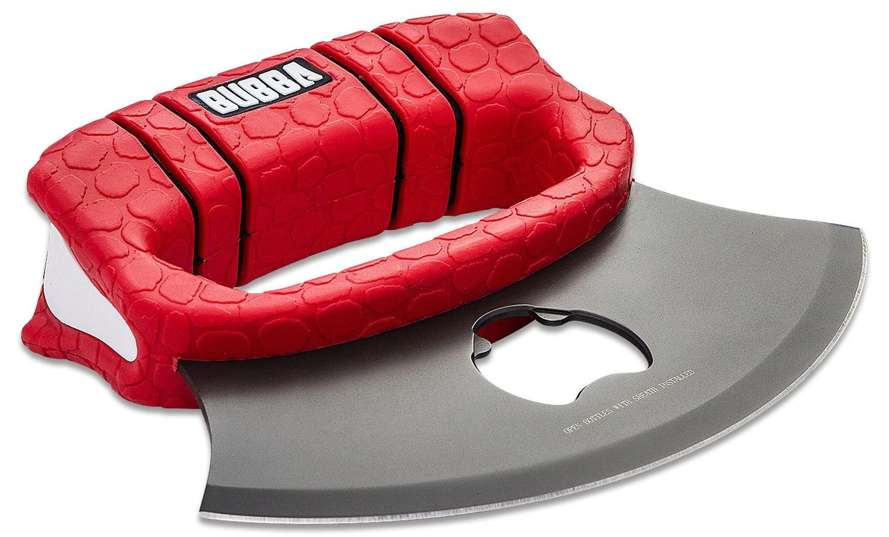 Bubba Blade Proteus Ulu Knife, 1989606, 5.75" Gray Blade, Red TPR Handle, Black Polymer Sheath 4 Bubba Blade Proteus Ulu Knife, 1989606, 5.75" Gray Blade, Red TPR Handle, Black Polymer Sheath - Image 2