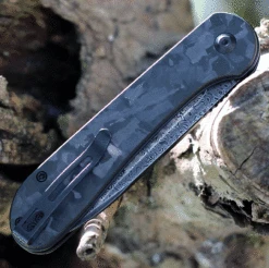 CIVIVI Button Lock Elementum-Blk Marble CF (3.47" Damascus) C2103DS-3 -Knife Sale Store C2013DS3.2 42872.1673903819
