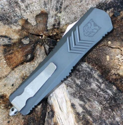 CobraTec Gray FS-X OTF Knife CTKMGRYFS-XMWNS, 3" D2 Steel Wharncliff Plain Blade, Gray Aluminum Handle -Knife Sale Store MBLKFSX 76908.1583253782