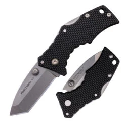 Cold Steel Micro Recon 1 Tanto CS27DT, 2" 4034SS Plain Blade, Black Long G-10 Styled Griv-Ex Handle