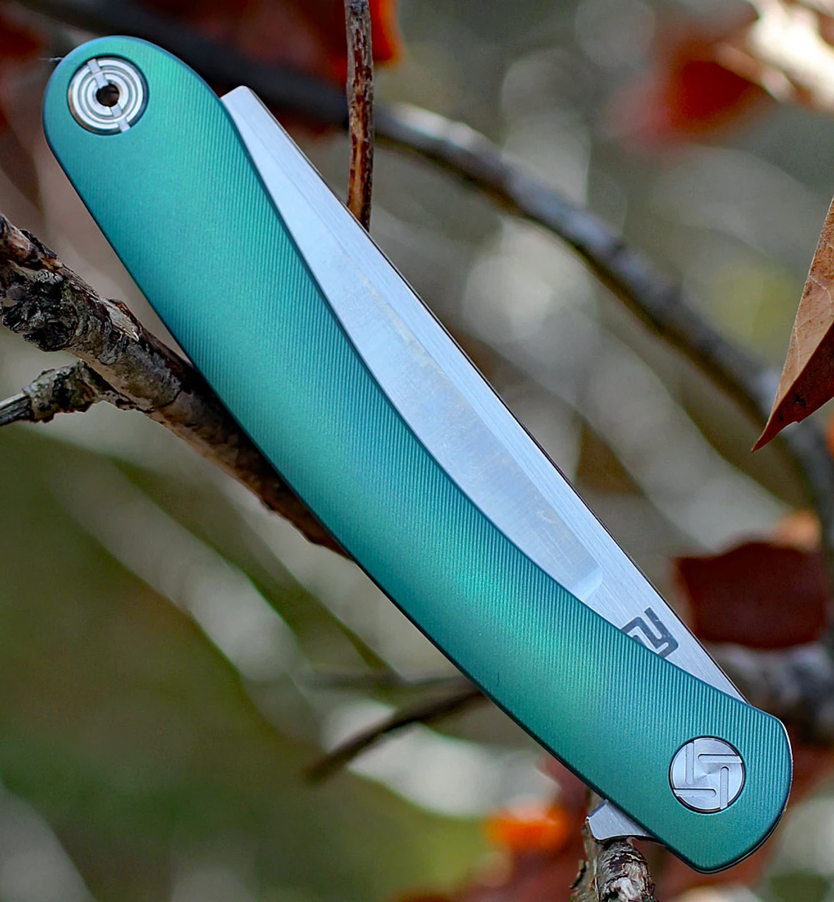 Artisan Orthodox ATZ1817GGNM, 3.75" M390 Satin Blade, Green Titanium Handle 6 Artisan Orthodox ATZ1817GGNM, 3.75" M390 Satin Blade, Green Titanium Handle - Image 4