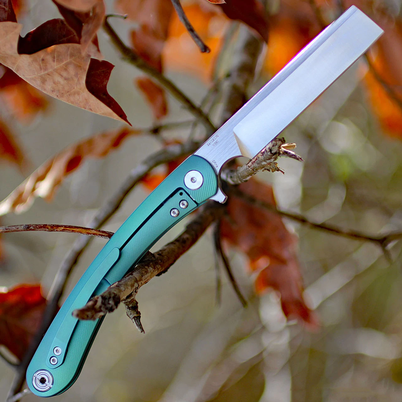 Artisan Orthodox ATZ1817GGNM, 3.75" M390 Satin Blade, Green Titanium Handle 4 Artisan Orthodox ATZ1817GGNM, 3.75" M390 Satin Blade, Green Titanium Handle - Image 2