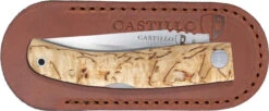 Castillo Knives Navaja Lockback Folding, C1CUB, 3" Satin Sandvik 14C28N Blade, Curly Birch Wood Handle -Knife Sale Store c1cub 3 71516.1611161688