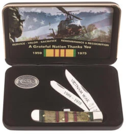 Case 22040 Vietnam War Trapper Gift Set, Smooth Natural Bone Handle (6254 SS)