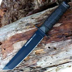 Cold Steel CS39LSFCT Leatherneck Tanto, 7" German D2 Plain Blade, Black Kraton Handle, Secure-Ex Sheath