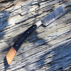 Damascus 1116WN Razor, 4" Damascus Razor Blade, Black Walnut & Horn Handle -Knife Sale Store dm1116wn 1 59654.1566585962