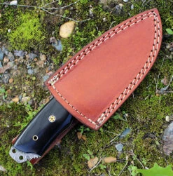 Damascus 1128HN Fixed Blade, 3.5" Damascus Plain Blade, Buffalo Horn Handle -Knife Sale Store dm1128hn 1 71795.1566585965