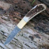 Damascus 1168 Lockback, 3.25" Damascus Plain Blade, Stag Bone Handle -Knife Sale Store dm1168.2 14613.1566585947