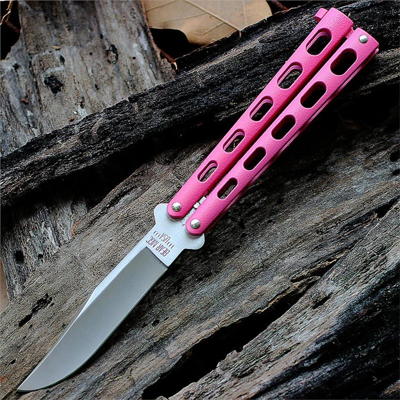 Bear & Sons BC114PK Pink, 5" Closed, SS Plain Blade, Pink Epoxy Coated Butterfly Knife 3 Bear & Sons BC114PK Pink, 5" Closed, SS Plain Blade, Pink Epoxy Coated Butterfly Knife