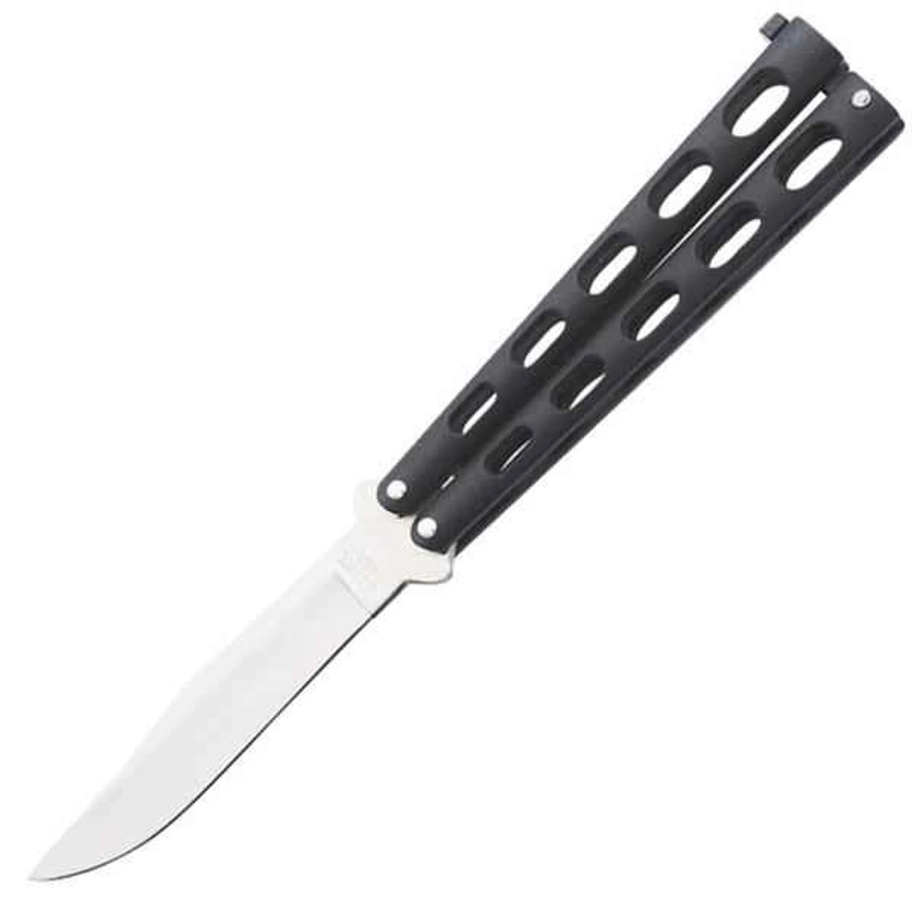 Bear & Son BC114B Butterfly, 5" Closed, SS Plain Blade, Black Epoxy Coated Handles
