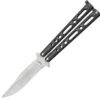 Benchmark Balisong Butterfly Knife - Black And Silver (4" Satin) -Knife Sale Store knifework bm005 24689.1566585781