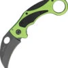 Benchmark Venom Karambit. 2 1/2" Black Finish Stainless Curved Blade With Thumb Hole. Neon Green Aluminum Handles. -Knife Sale Store knifework bmk043 32109.1566585792