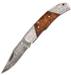 Boker Magnum Duke Lockback, Damascus, Burl Wood Handle