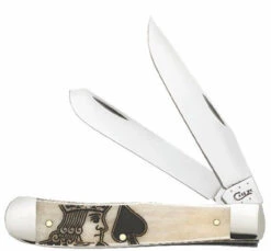 Case Poker Family "King Of Spades" Smooth Natural Bone Trapper